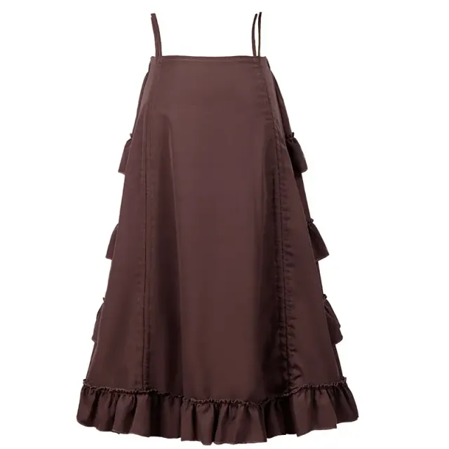 Women's Steampunk Gothic High-Low Drawstring Punk Skirt detail 3