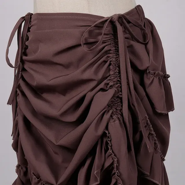Women's Steampunk Gothic High-Low Drawstring Punk Skirt detail 6