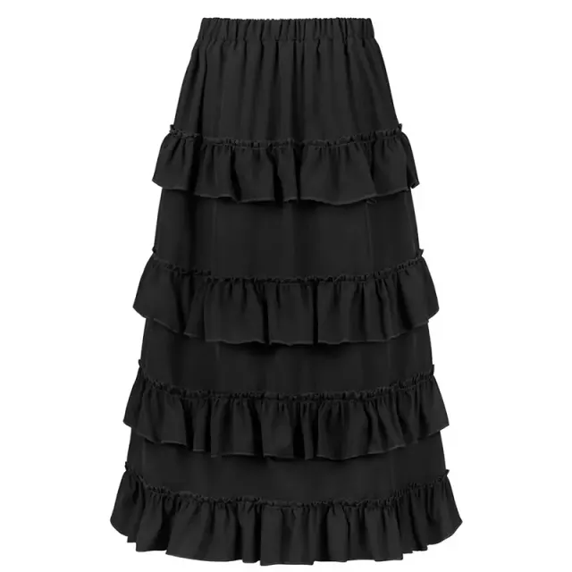 Women's Steampunk Gothic High-Low Drawstring Punk Skirt detail 15
