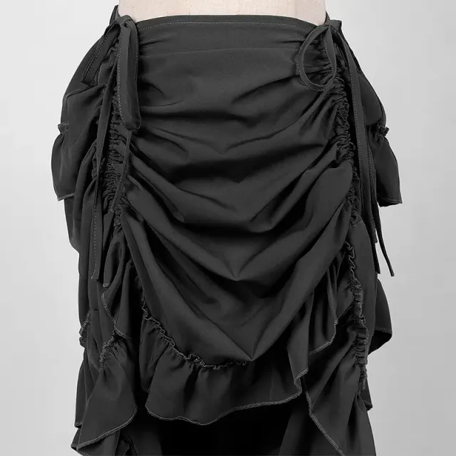 Women's Steampunk Gothic High-Low Drawstring Punk Skirt detail 16