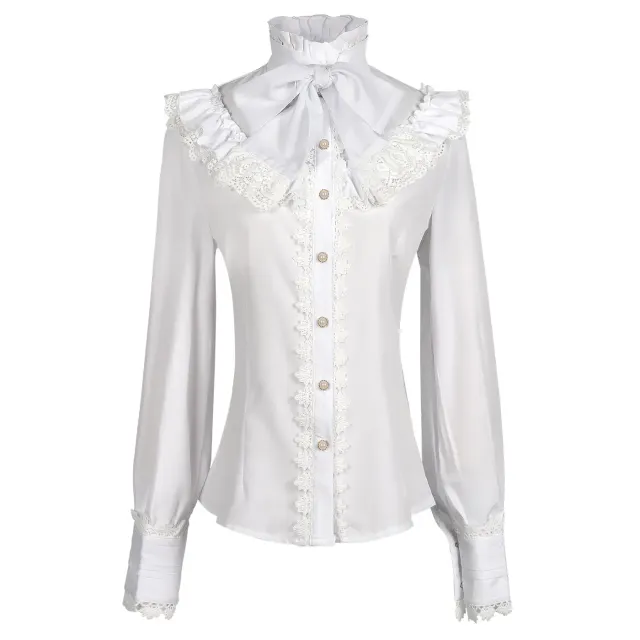 Women's Victorian Gothic Lace Embroidered Long-Sleeve Shirt detail 1