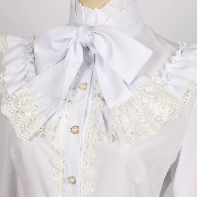 Women's Victorian Gothic Lace Embroidered Long-Sleeve Shirt detail 4