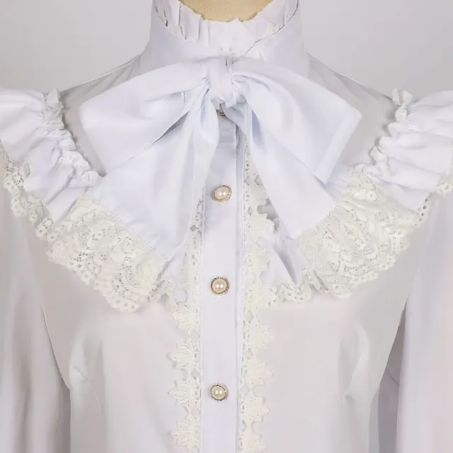 Women's Victorian Gothic Lace Embroidered Long-Sleeve Shirt detail 6