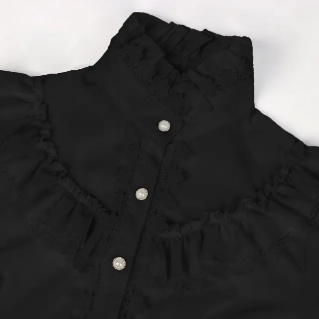 Women's Victorian Gothic Lace Embroidered Long-Sleeve Shirt detail 11