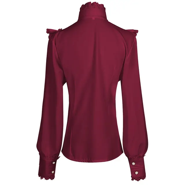 Women's Victorian Gothic Lace Embroidered Long-Sleeve Shirt detail 17
