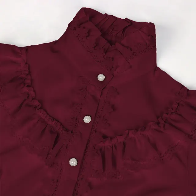 Women's Victorian Gothic Lace Embroidered Long-Sleeve Shirt detail 18