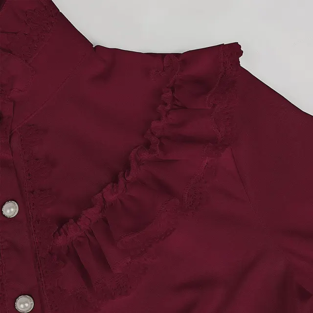 Women's Victorian Gothic Lace Embroidered Long-Sleeve Shirt detail 21