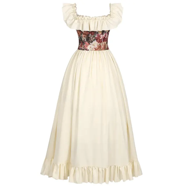 Women's Victorian Jacquard Corset Dress Halloween Cosplay Costume detail 4