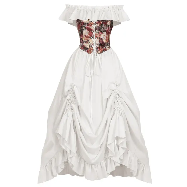 Women's Victorian Jacquard Corset Dress Halloween Cosplay Costume detail 11