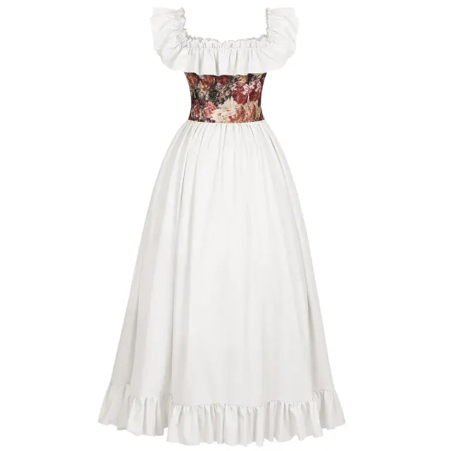 Women's Victorian Jacquard Corset Dress Halloween Cosplay Costume detail 13