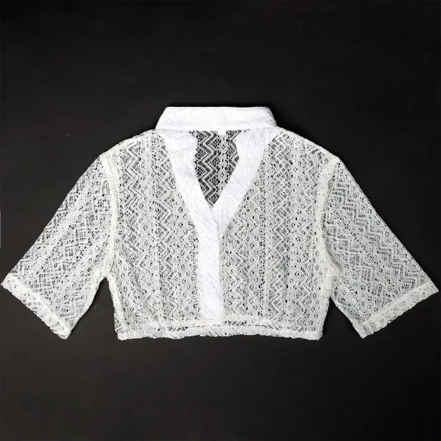 Women's White Lace Drawstring Oktoberfest Corset Top detail 4